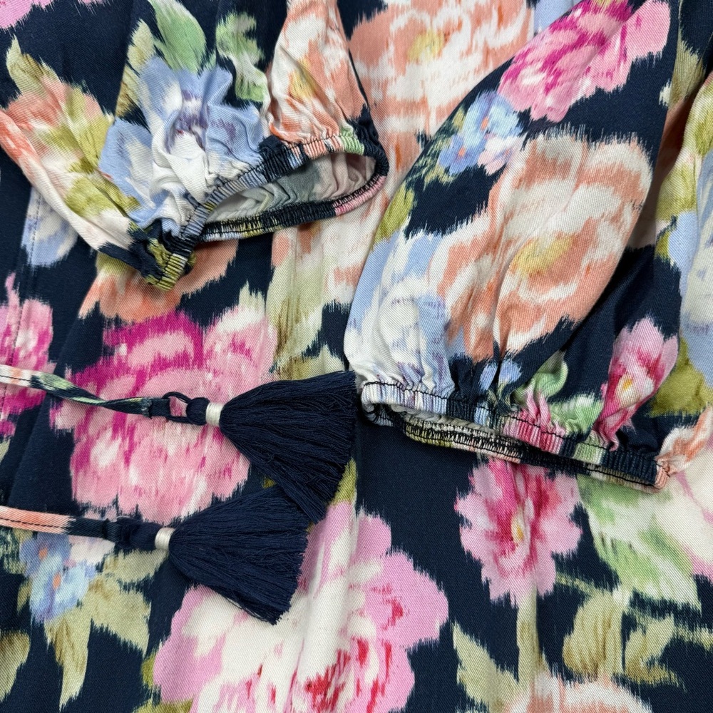 Maaji Navy Floral Long Tie-Front Swim Coverup - Picture 10 of 10